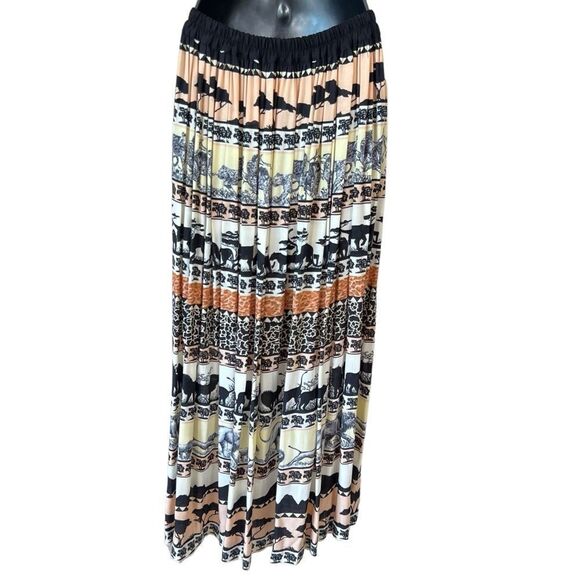 Vntg 80’s Dorothy Schoelen Safari Print Maxi Skirt - Picture 10 of 12